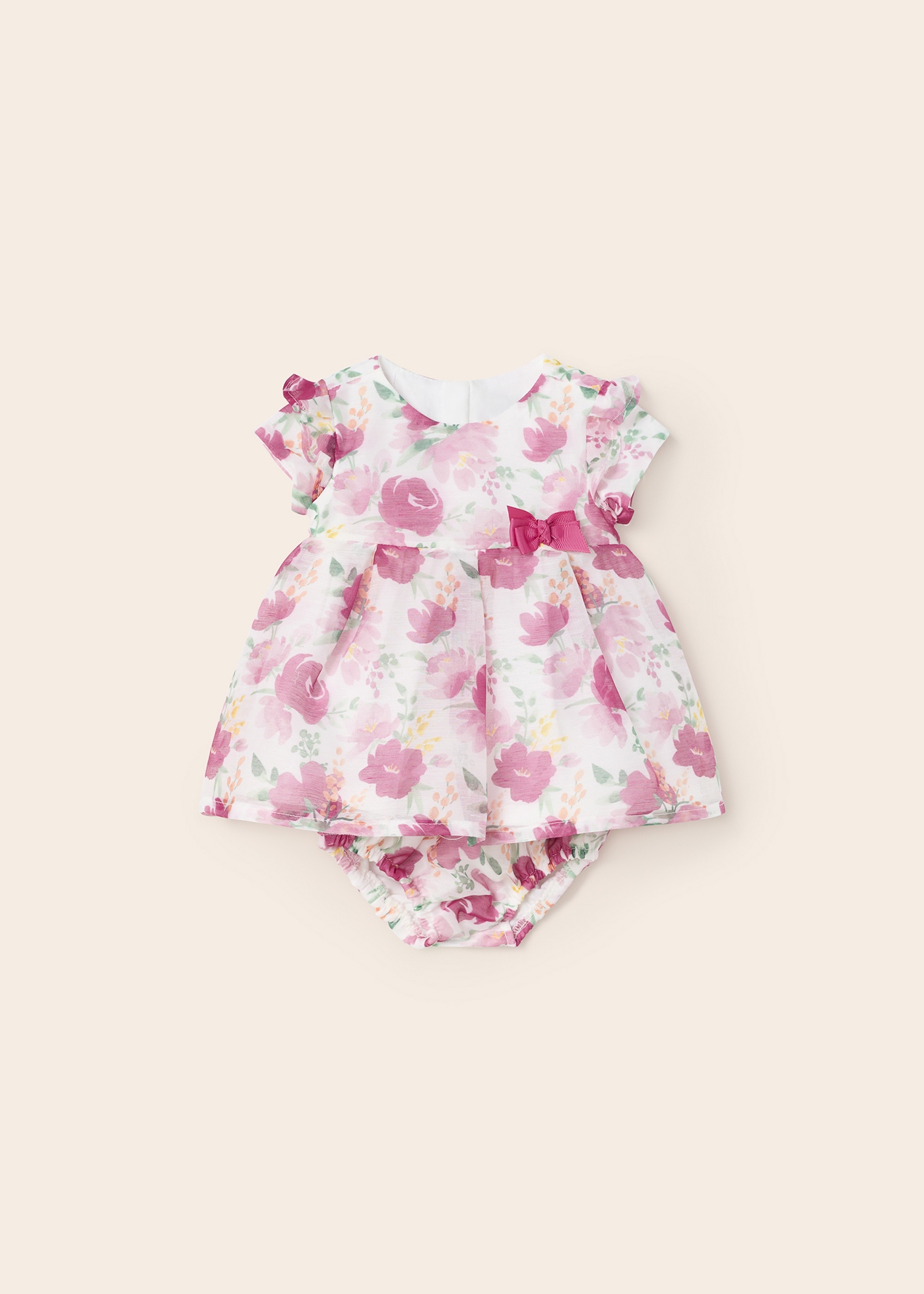 Vestido formal estampado com capa para fralda para recém-nascido