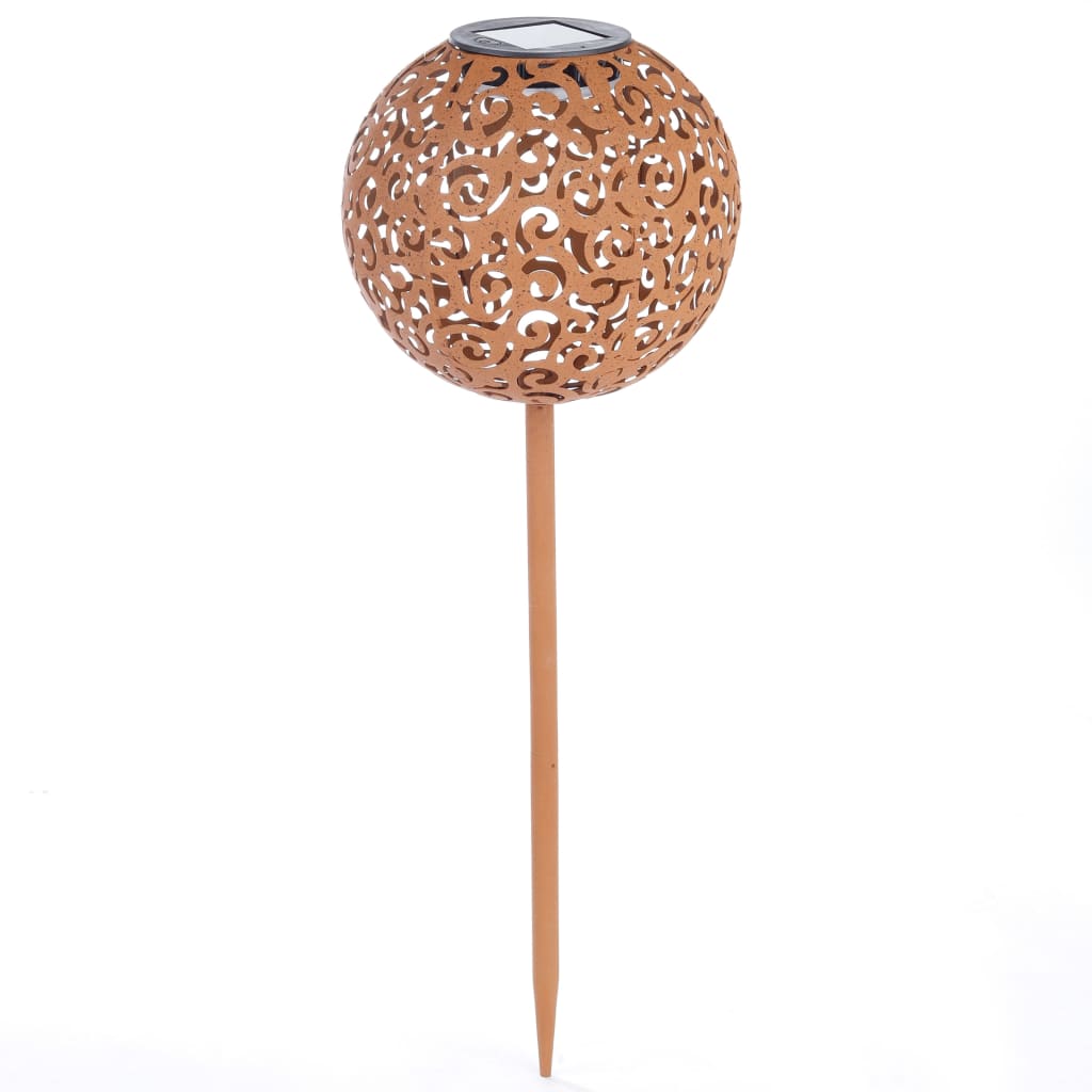 Lampe de jardin solaire à led 18 cm métal marron