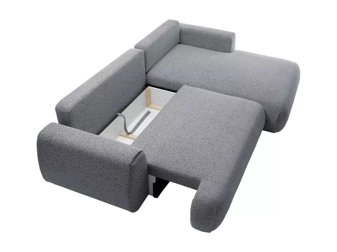 Canapé d'angle droit convertible en tissu texturé gris MONELIA