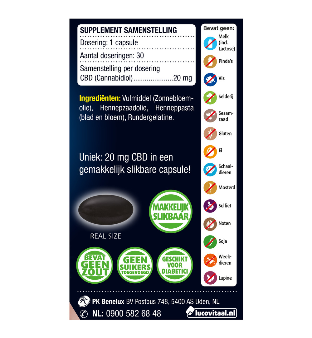 Lucovitaal CBD 20mg (30 capsules)
