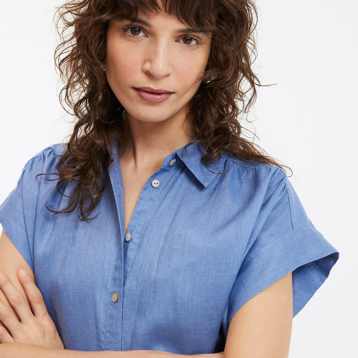 COLEÇÕES LA REDOUTE<br>Vestido de linho com mangas curtas Signature Heloïse
