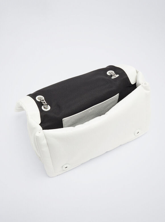 Bolsa de ombro acolchoada com corrente - Off-White