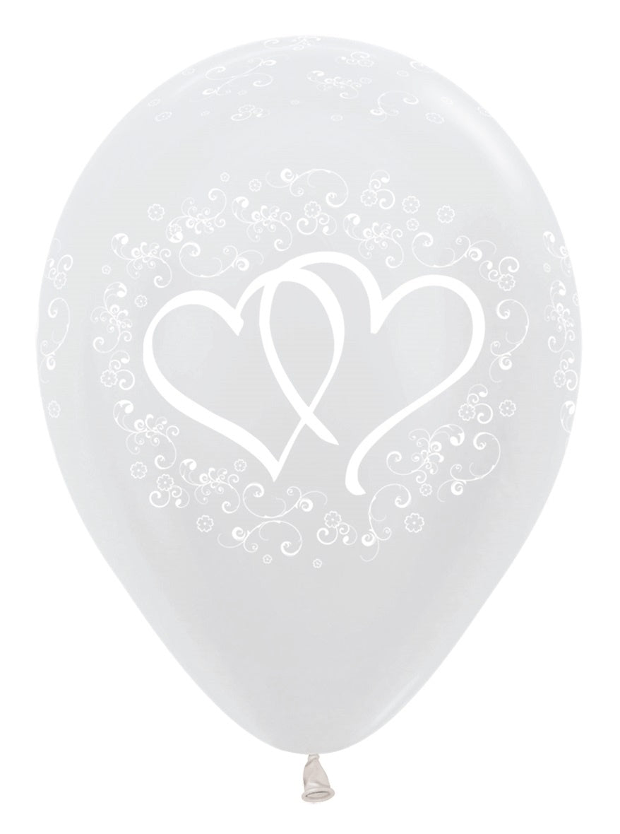 Ballonnen Entwinted Hearts Pearl White 30cm 25st