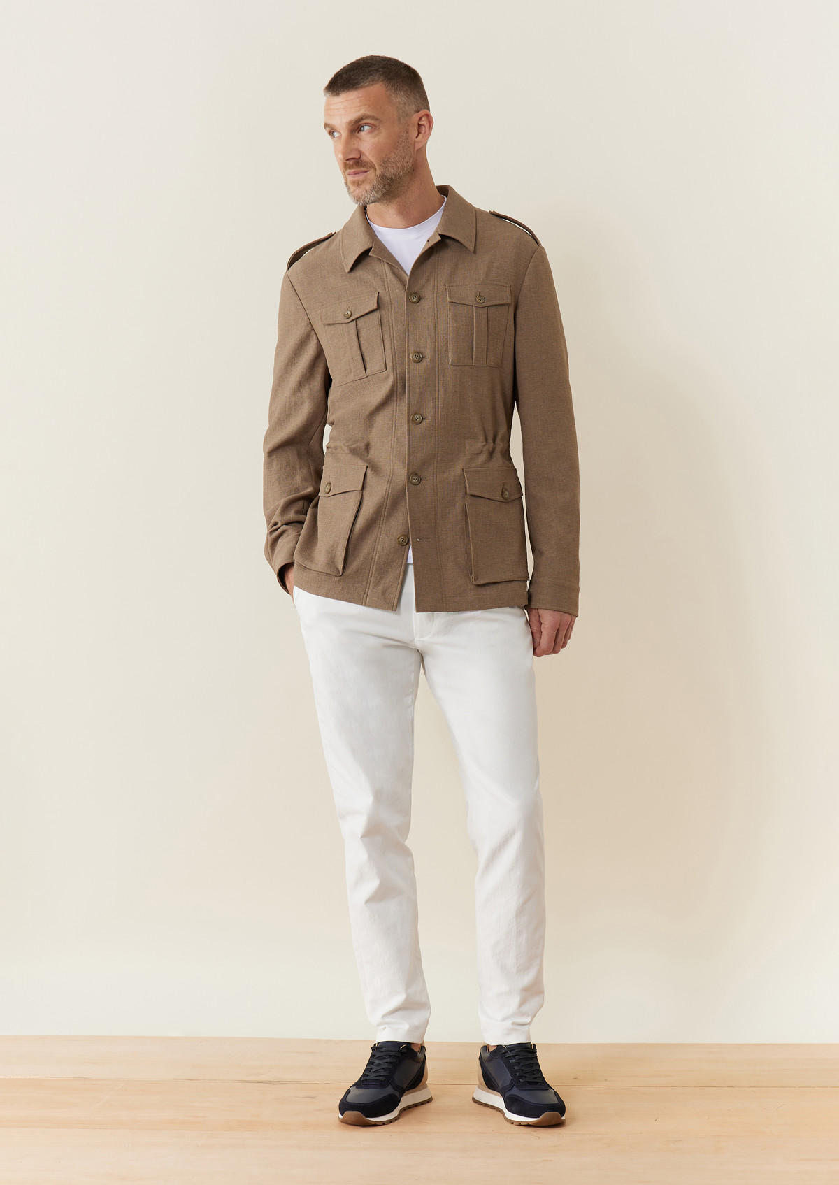 Veste saharienne Kurma en polyester recyclé uni taupe