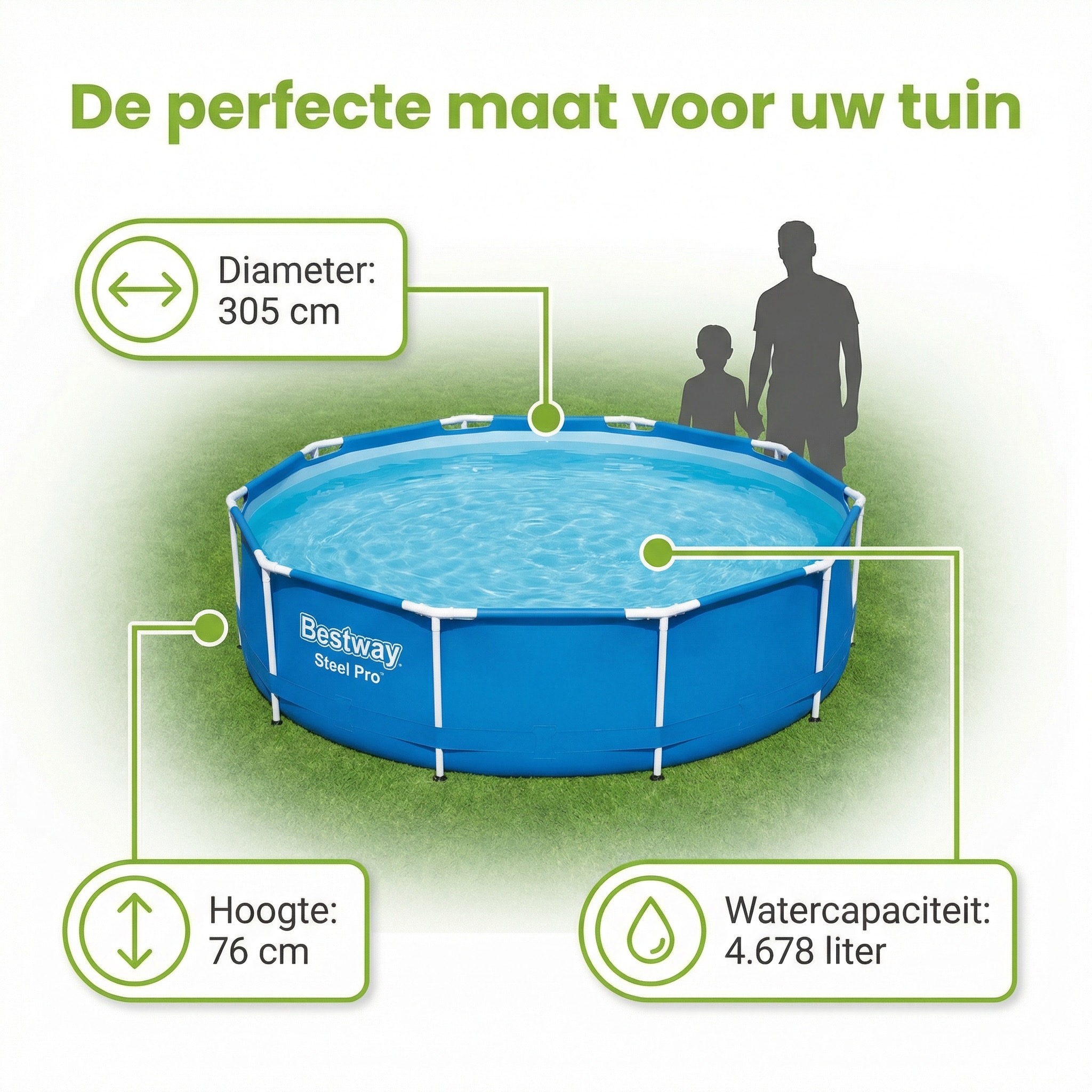 Bestway steel pro 305x76cm zwembad – 3-delig