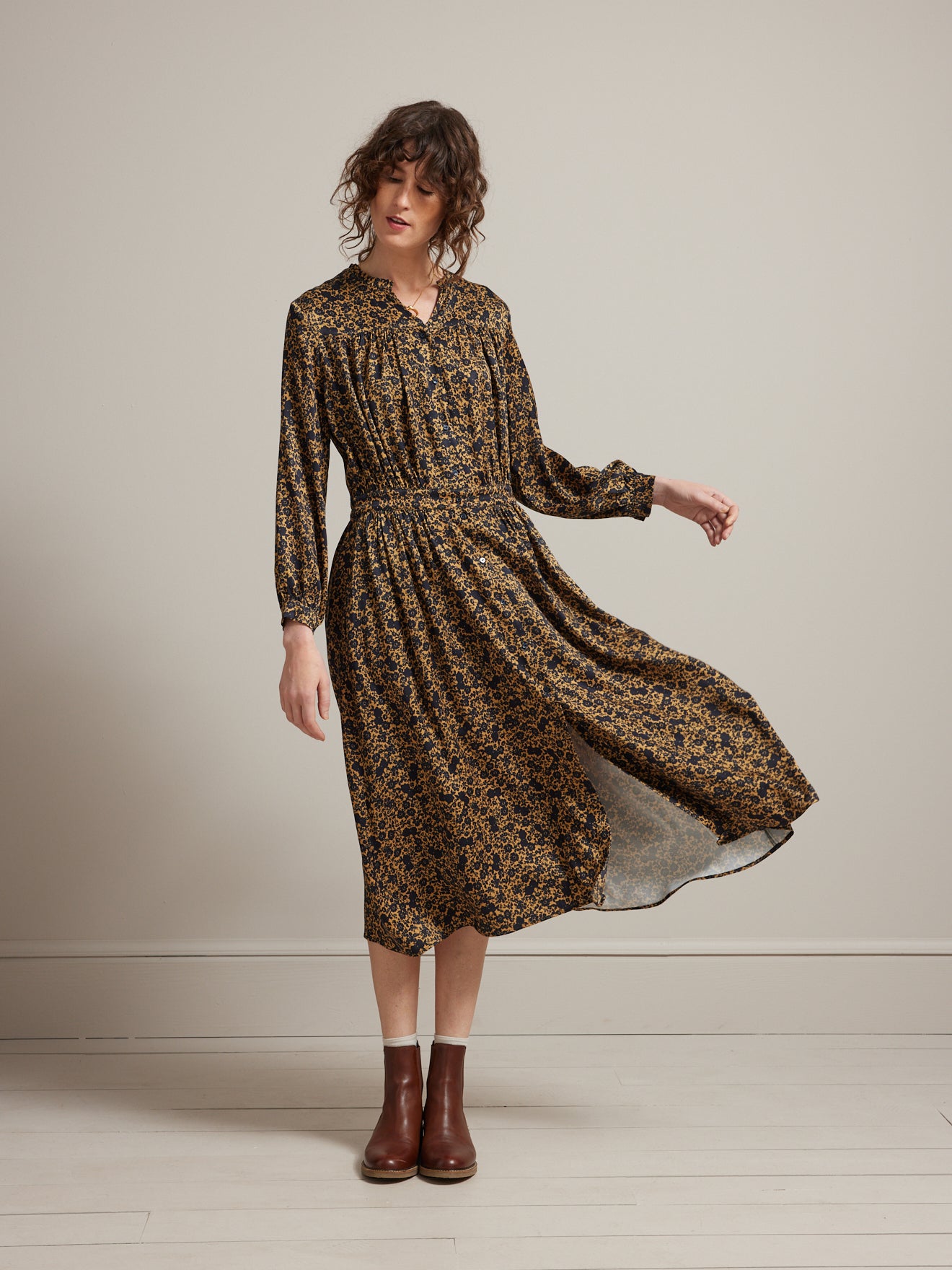 Robe mi-longue femme imprimé Éléonore