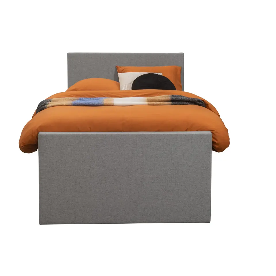 Boxspring met voetbord Liv egaal - lichtgrijs - 120x200 cm - slanke poot