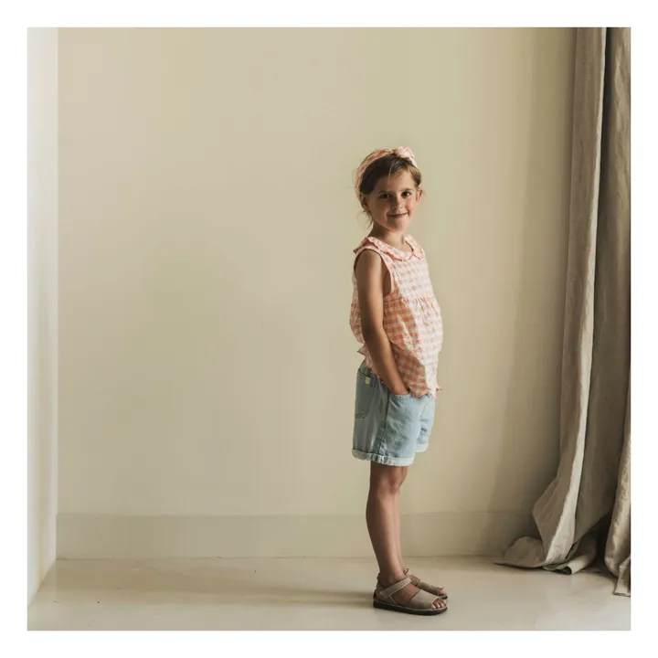 Jenest Foulard Bandana à Carreaux | Rose pêche