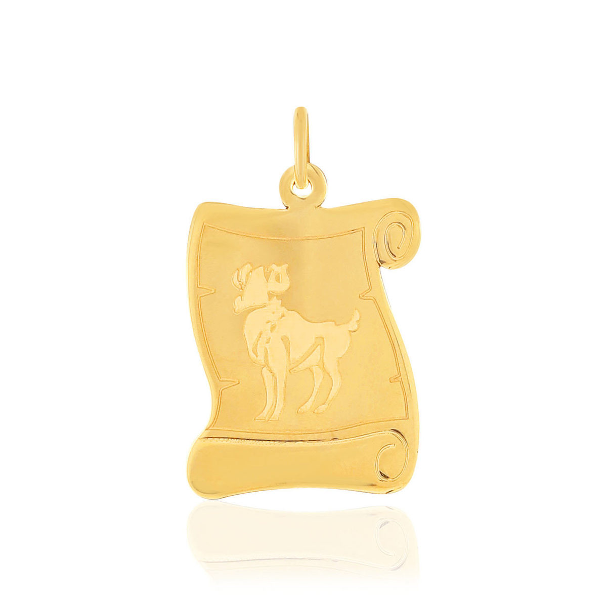 Pendentif or jaune 375 parchemin zodiaque bélier
