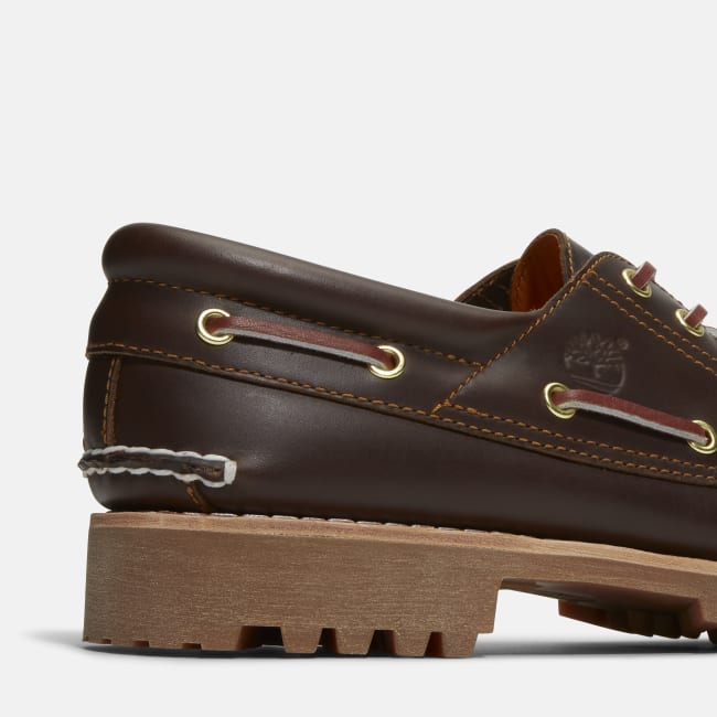Scarpa da Barca 3-Eye Lug Handsewn da Uomo in                marrone