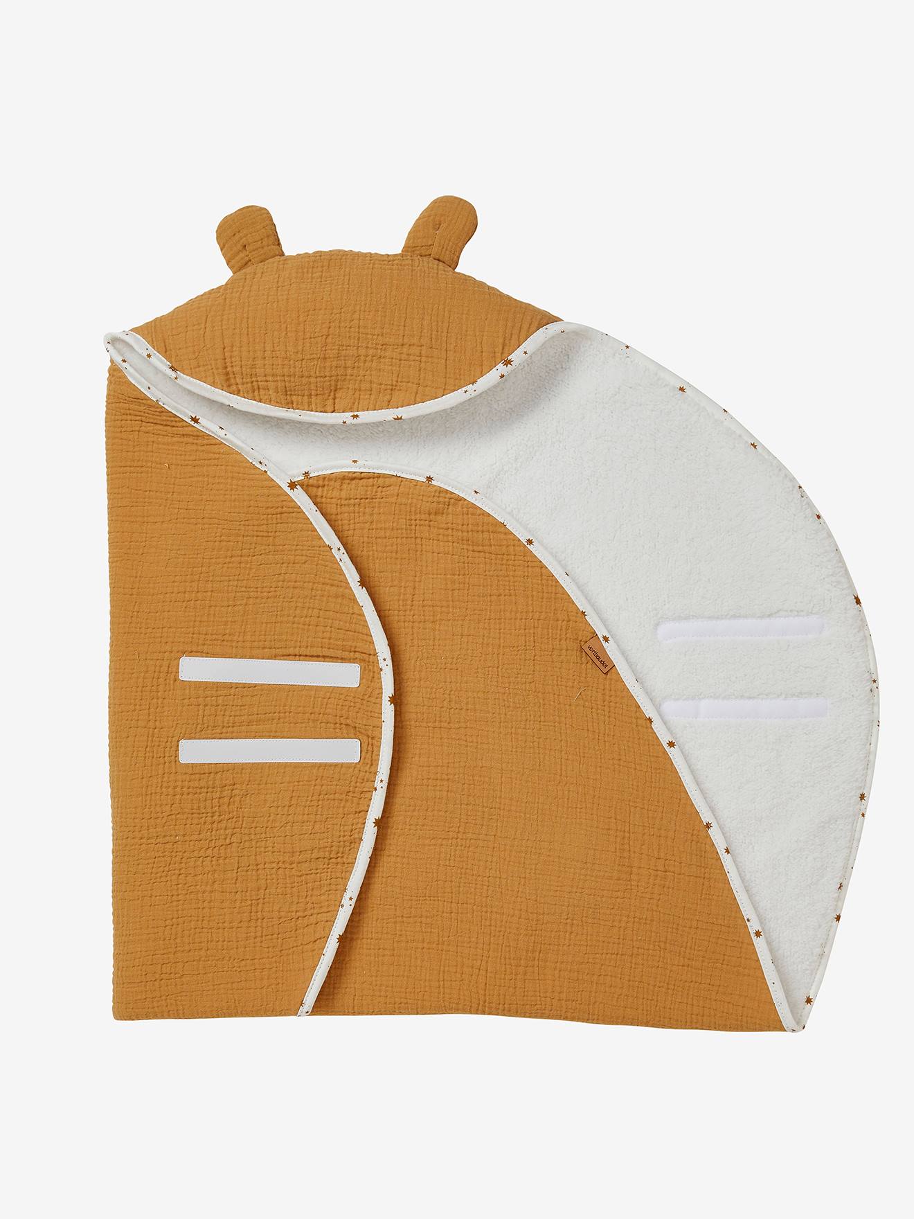 Manta com capuz para cadeirinha de carro em formato de ovo, verde médio liso com estampas.