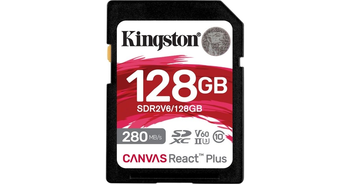 KingstonCanvas React Plus 128 GB geheugenkaart  (Zwart, UHS-II U3, Class 10, V60)