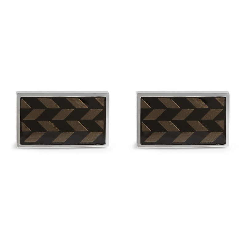Boutons de manchette, Herringbone Noir