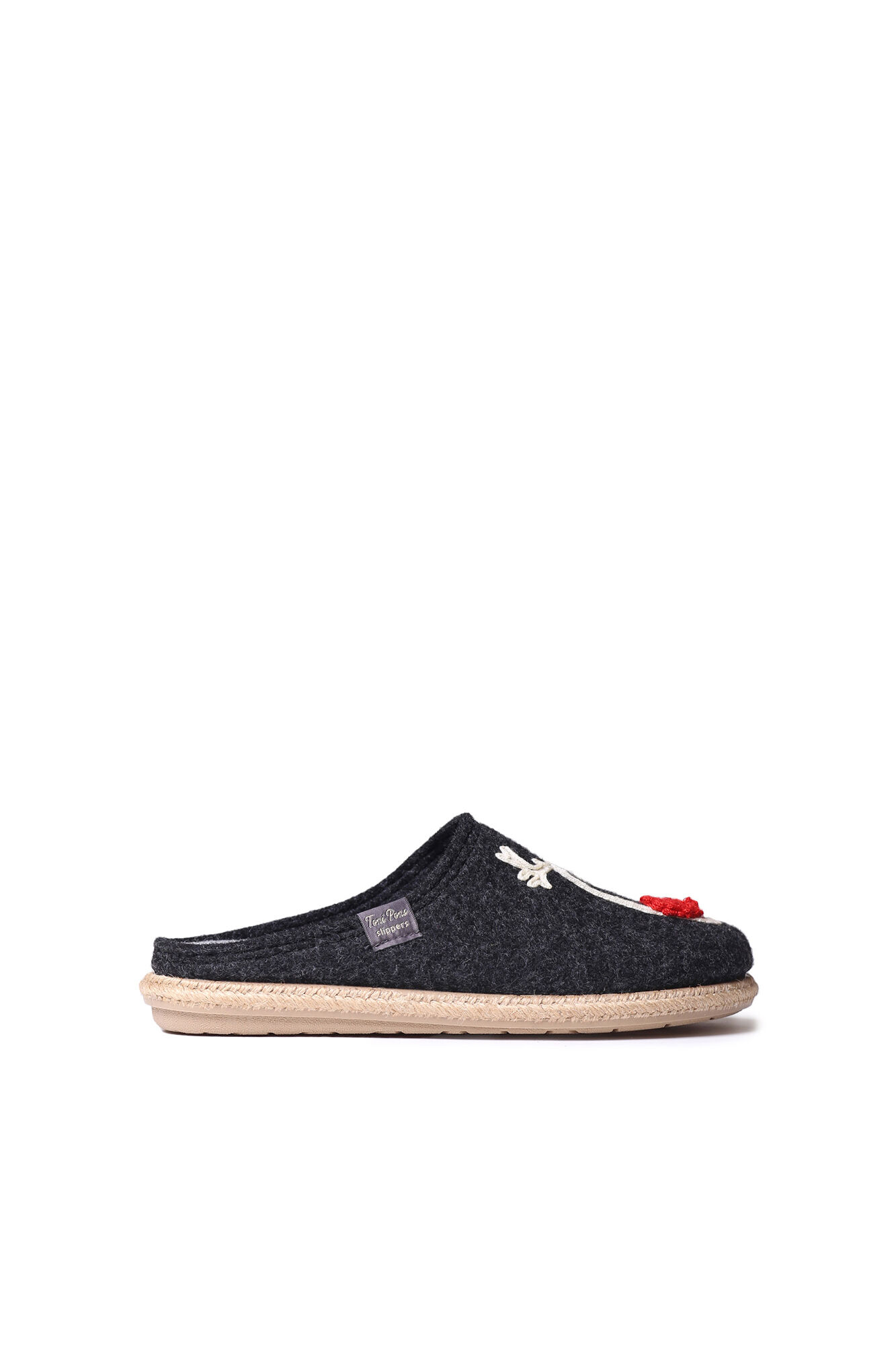 Pantufas masculinas de feltro na cor cinza