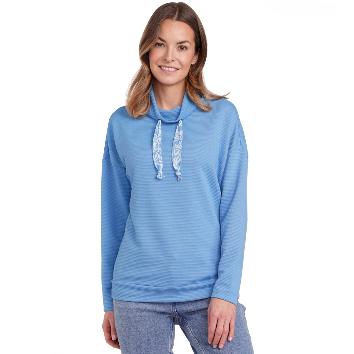 Gina Benotti Damen Sweatshirt mit Stehkragen hellblau