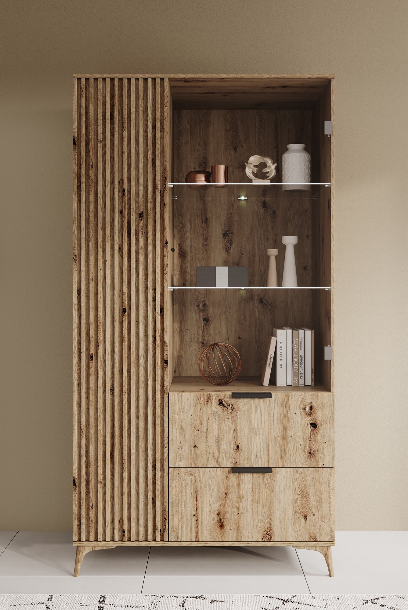 Evy - Vitrinekast - Eiken - 100x60x192 cm