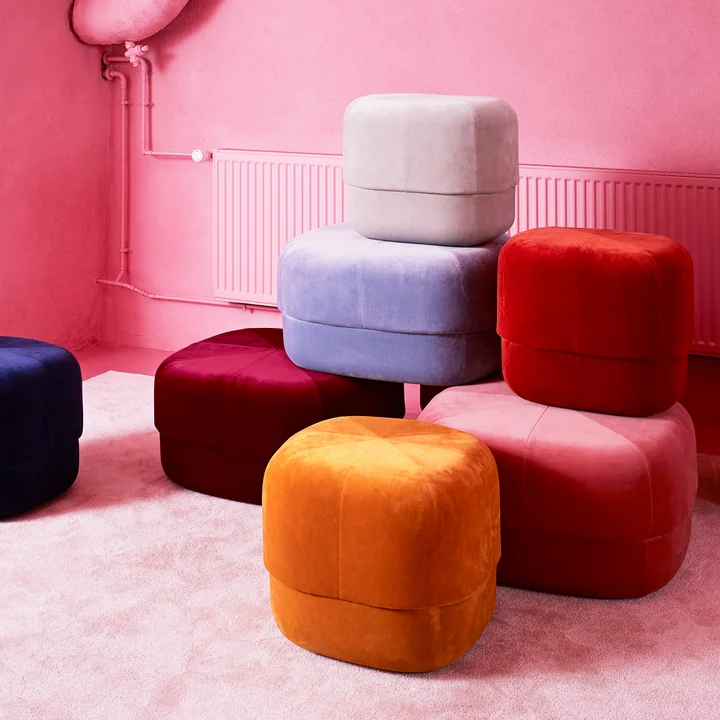 Normann Copenhagen - Circus Pouf klein, grau Velour
