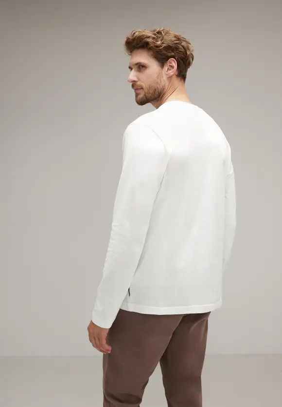Langarmshirt mit Brustprint - broken white