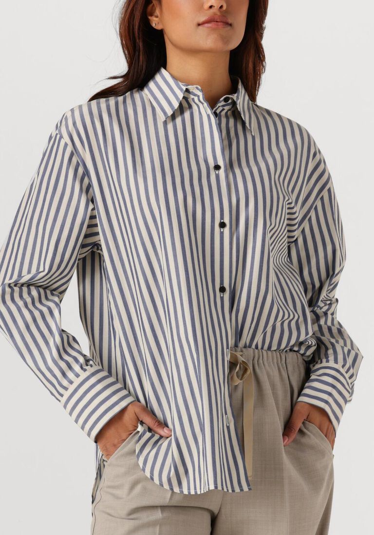 blauwe forte forte blouses chic striped taffetas masculine shirt