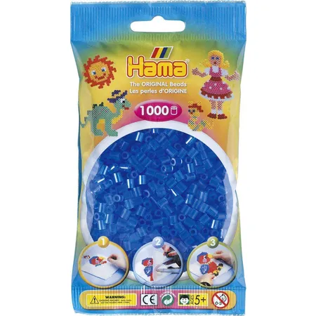 Hama Bügelperlen Midi transparent blau, 1000 Stück
