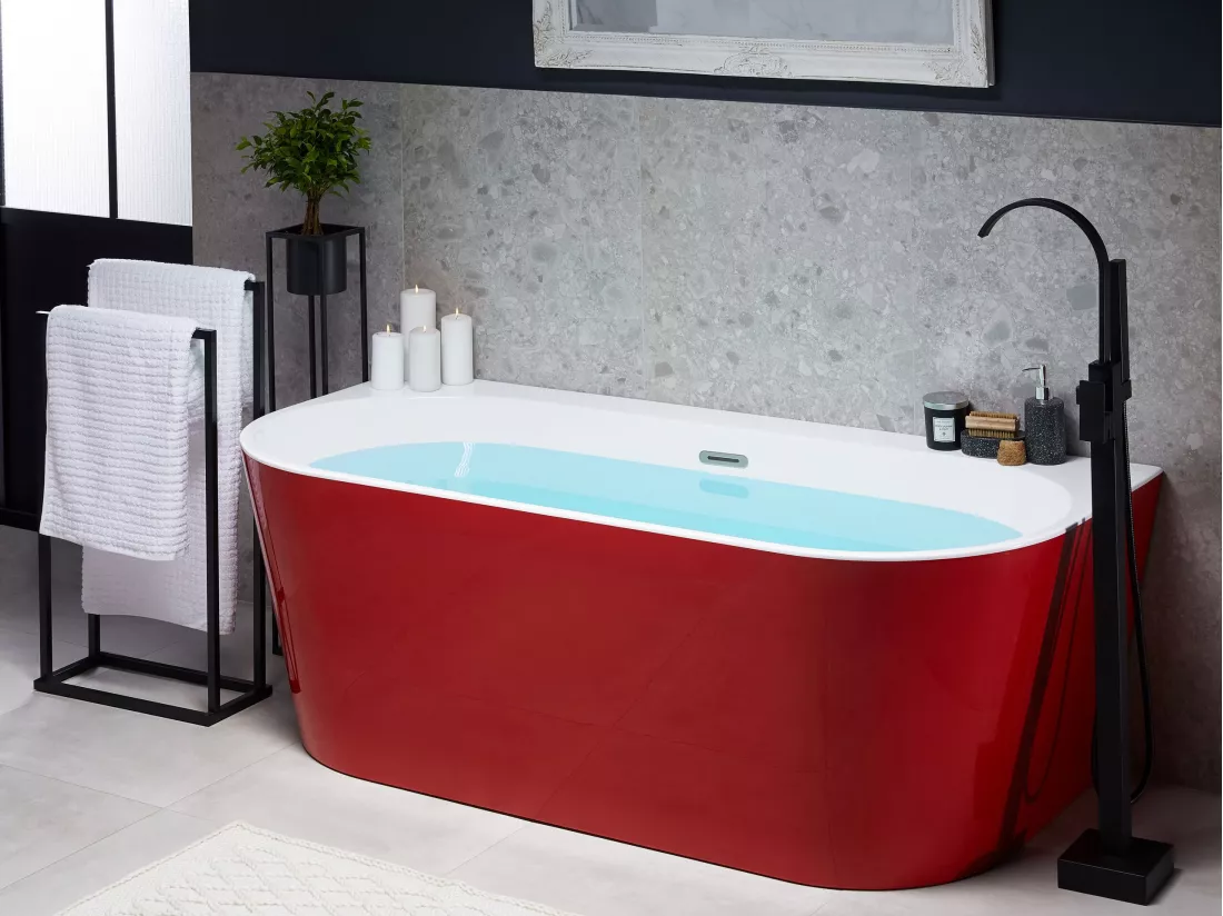 Baignoire semi-îlot rouge 170 x 80 cm HARVEY