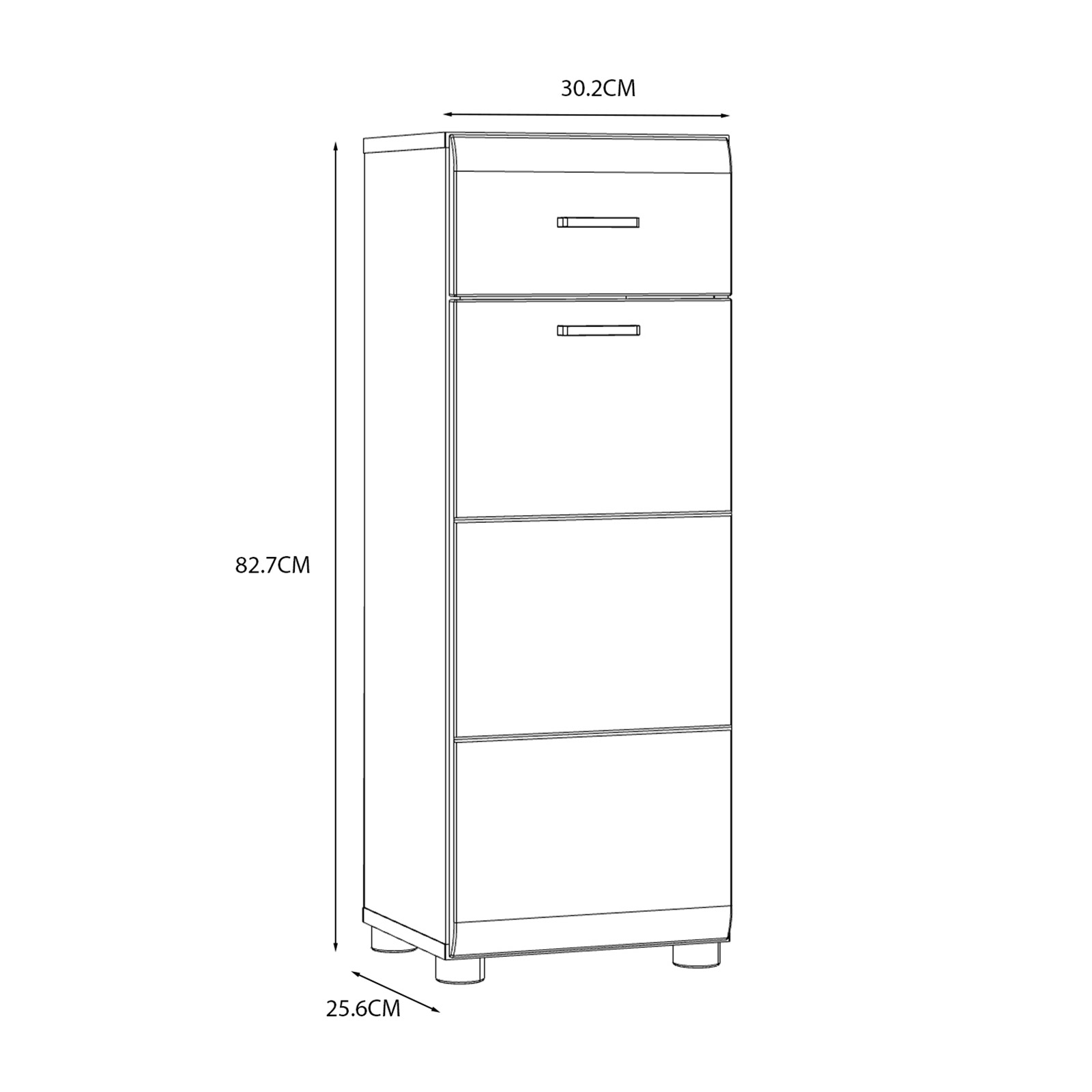 Unterschrank - weiß Hochglanz-weiß - 83 cm hoch
