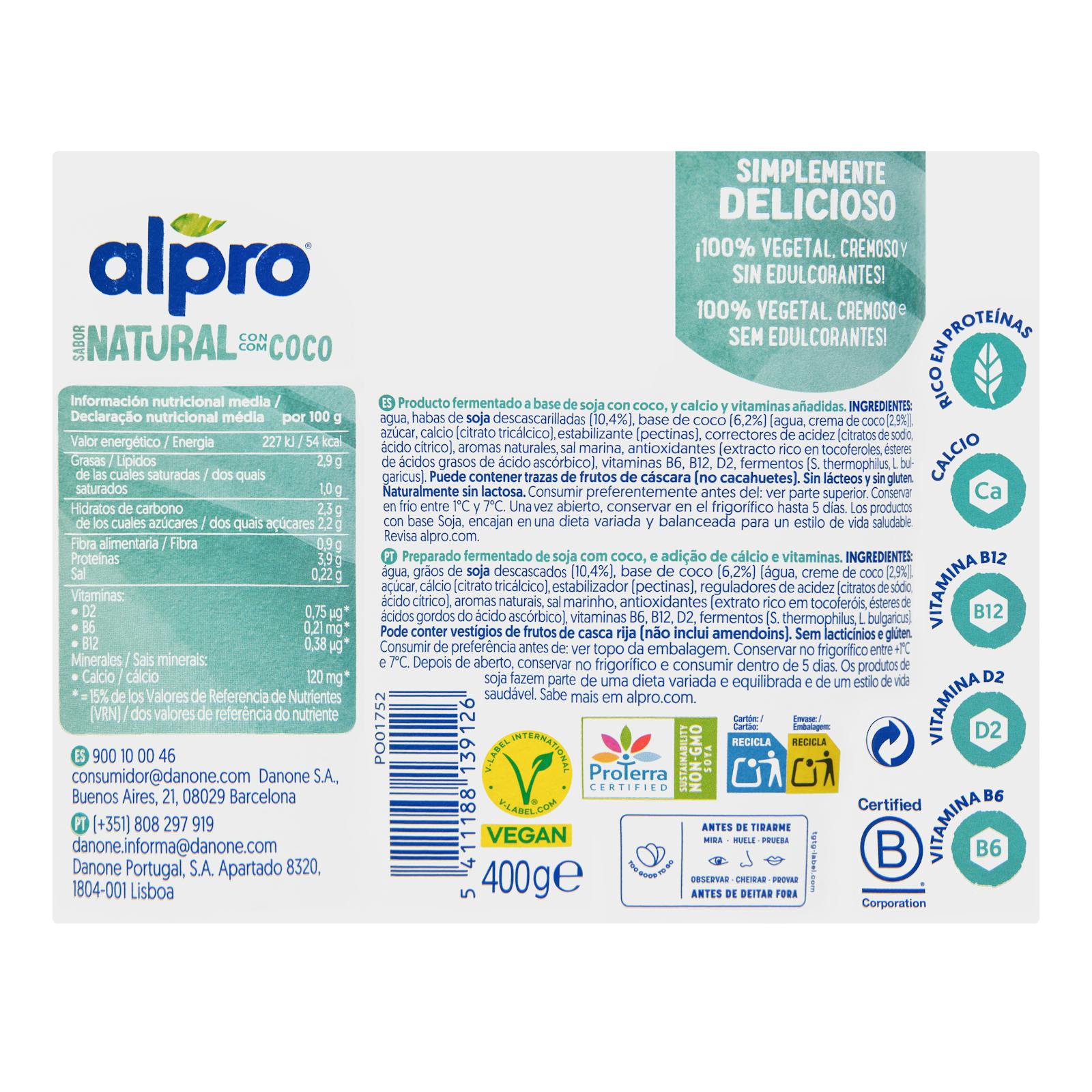 Dessert naturel au soja et à la noix de coco Alpro