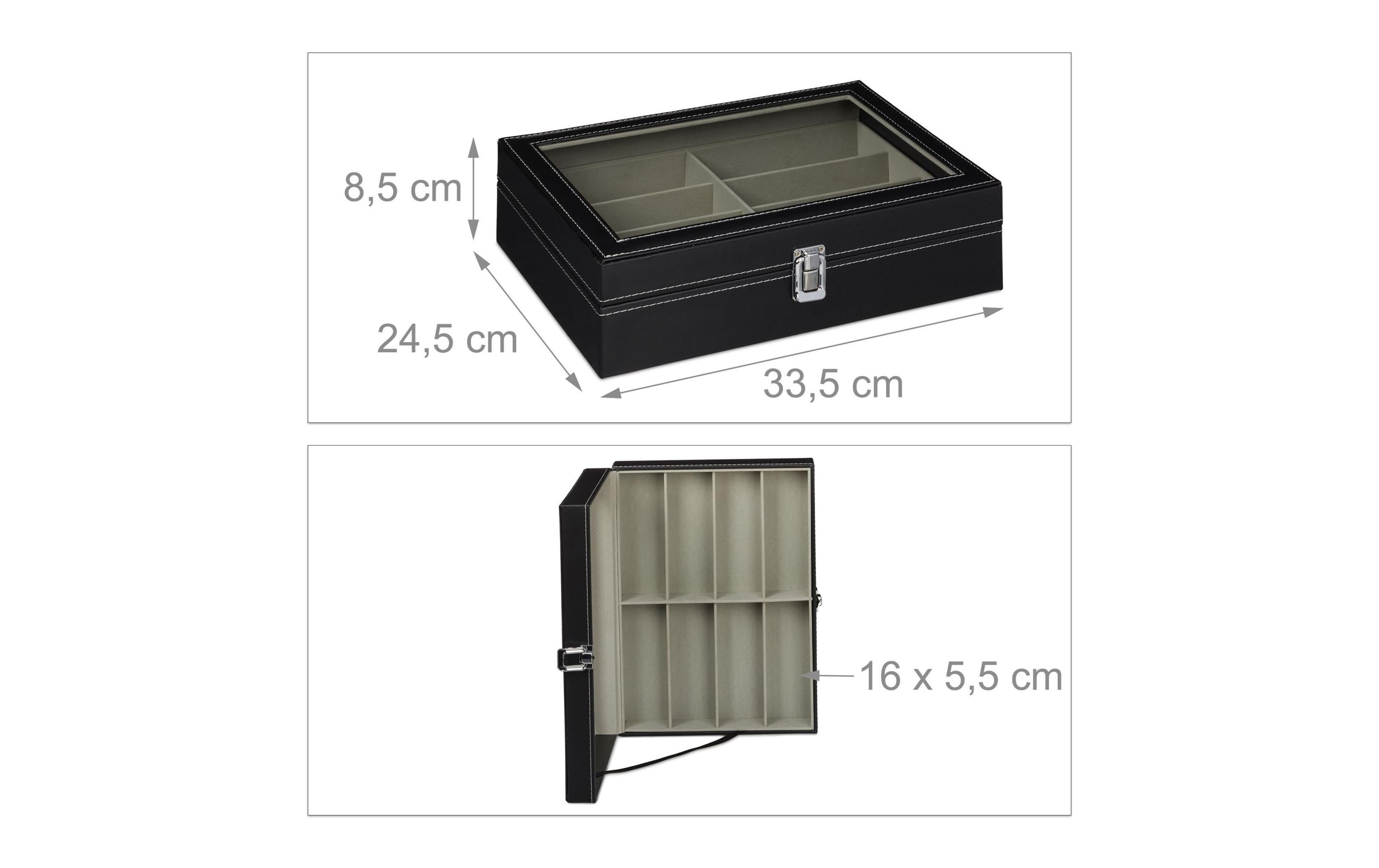 Brillenbox für 8 Brillen 8 cm, SchwarzBrillenkasten
