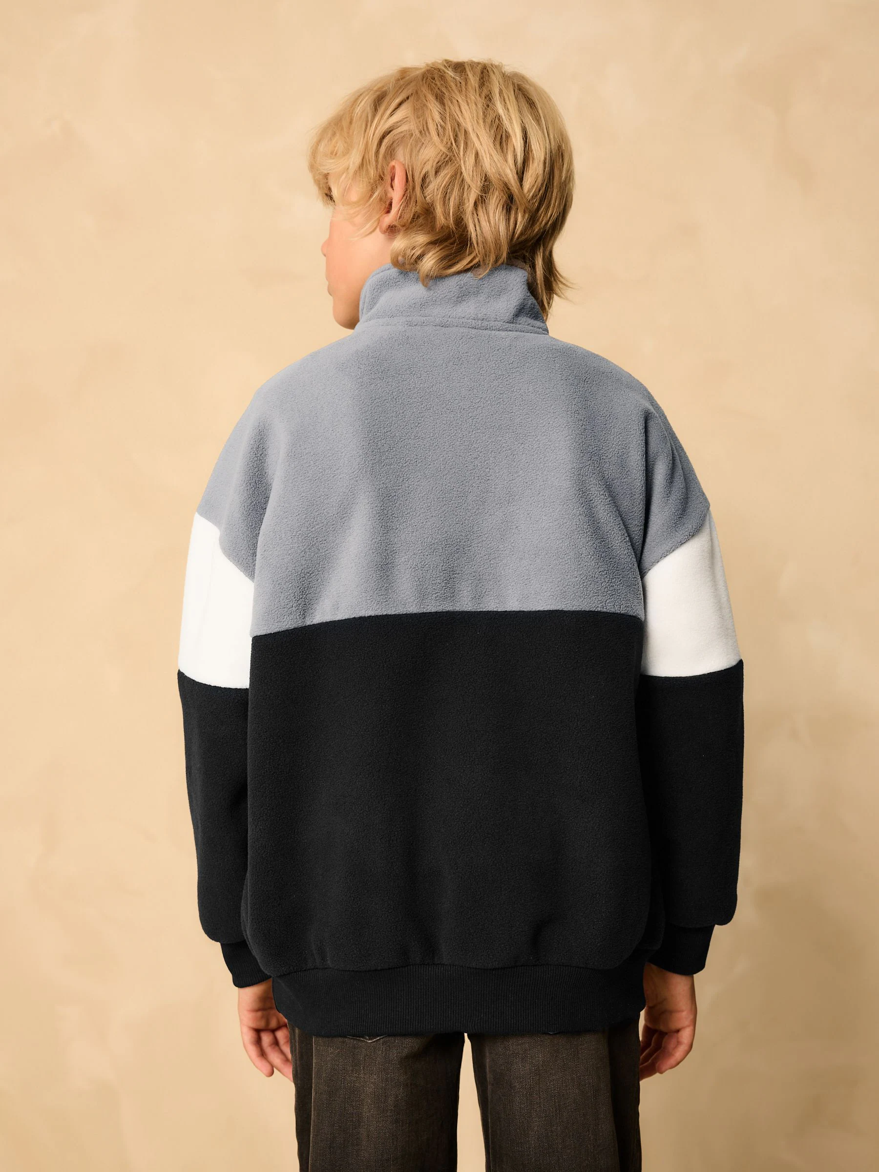 Grijs/zwart - Fleece met trechterkraag (3-16jr)