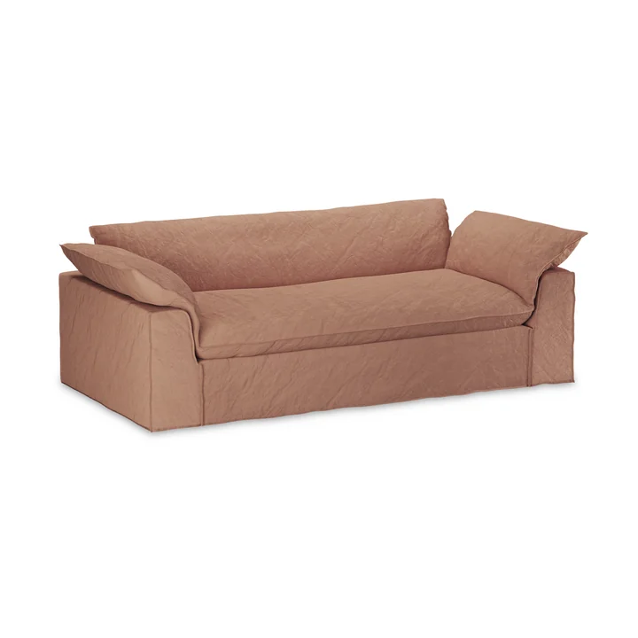 HKliving - Nomad Sofa, 3-Sitzer, Leinen / dusty rose