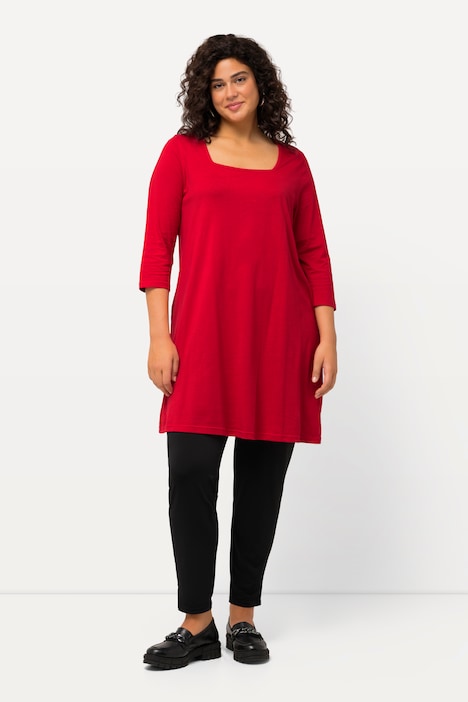 Longshirt, A-Linie, Carree-Ausschnitt, 3/4-Arm