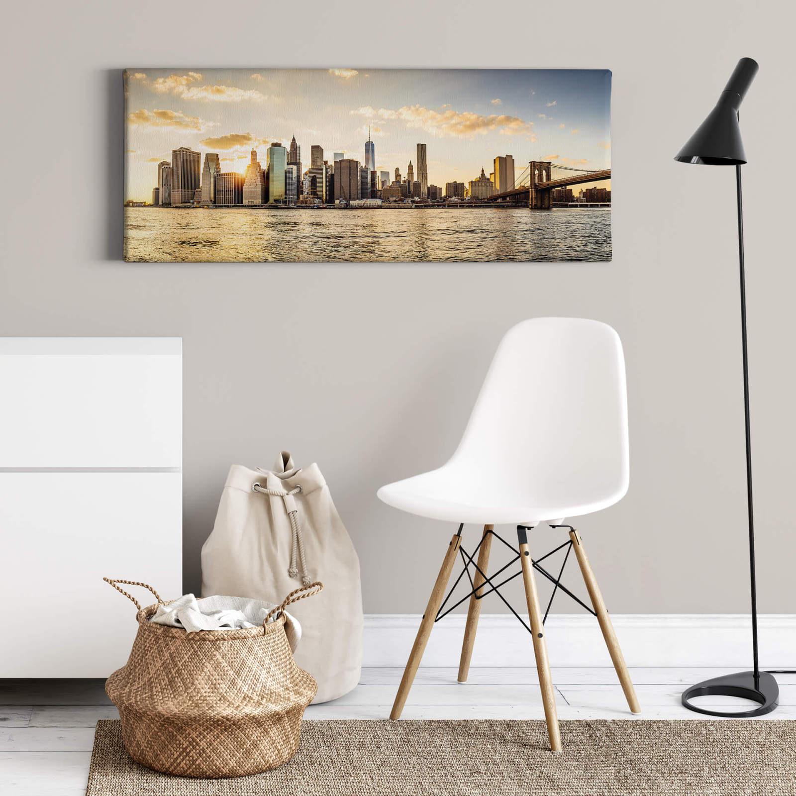 Leinwandbild MANHATTAN - braun-blau - 100x40 cm