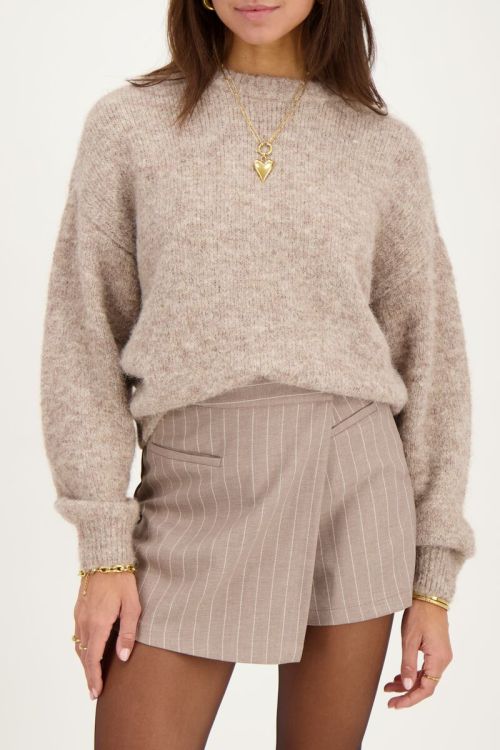 Beige pinstripe skort