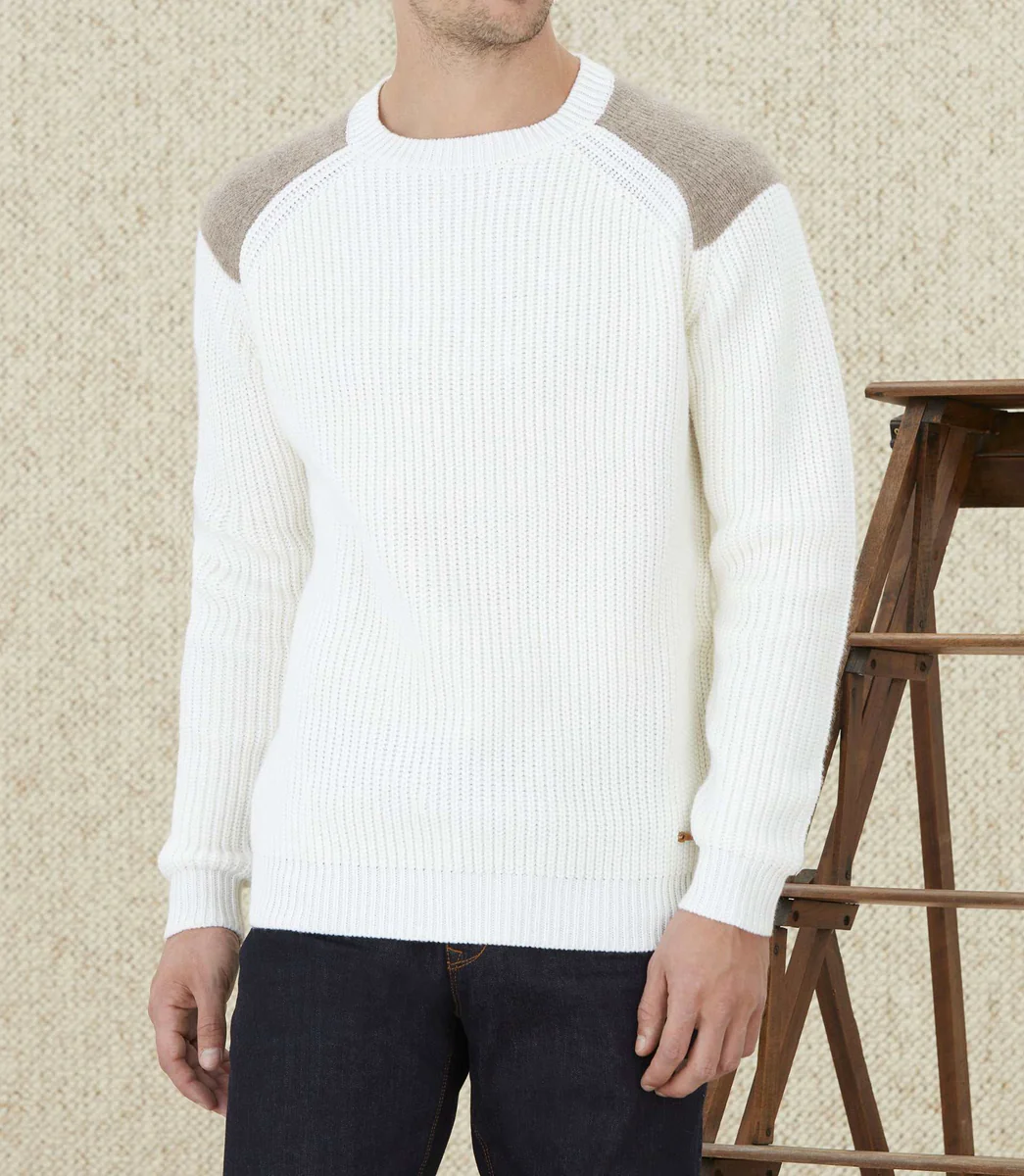 Pull à empiècements écru 