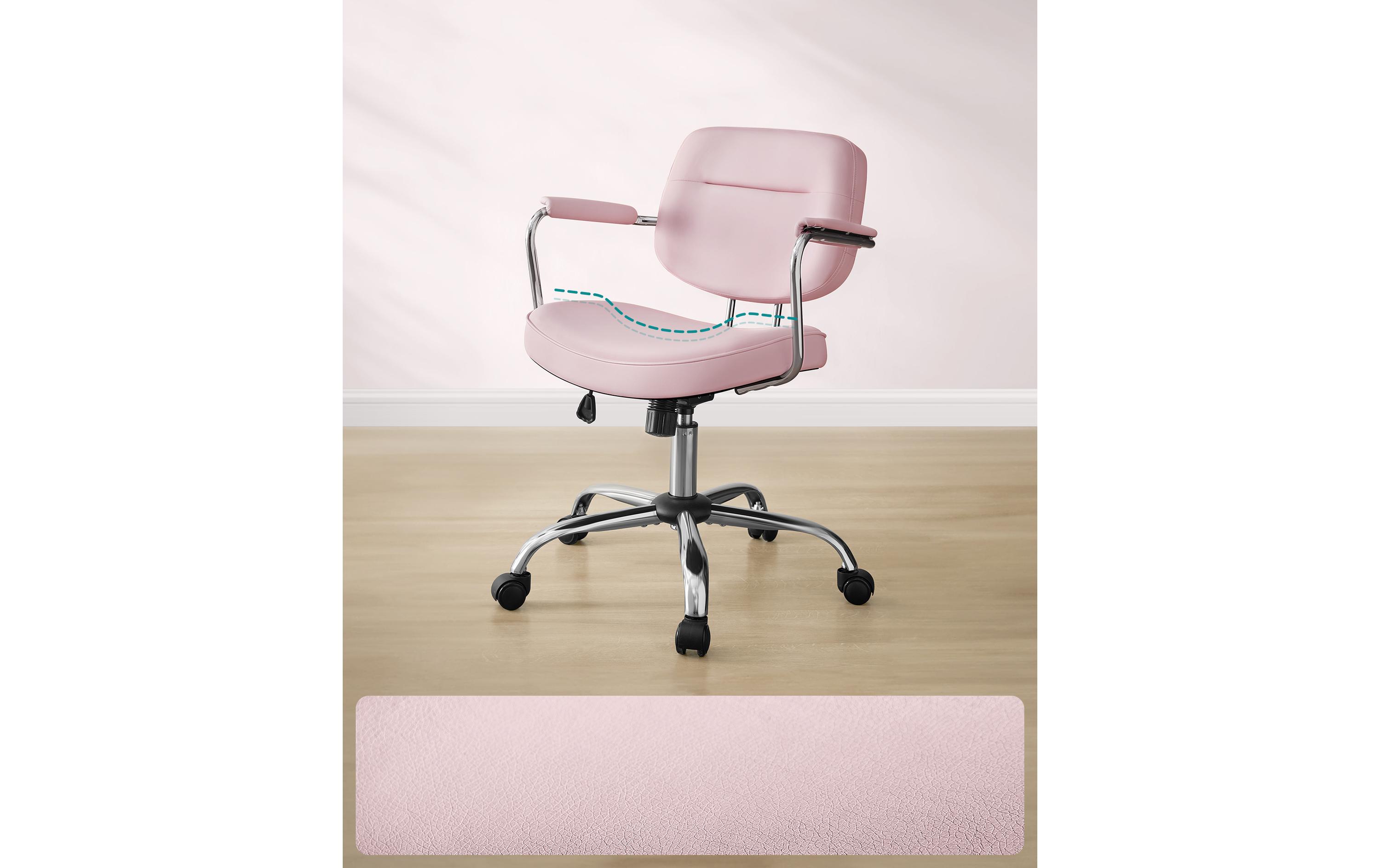 Bürostuhl mit Polsterrücken und Armlehnen, Rosa<br>Drehstuhl mit gebogenem Sitz