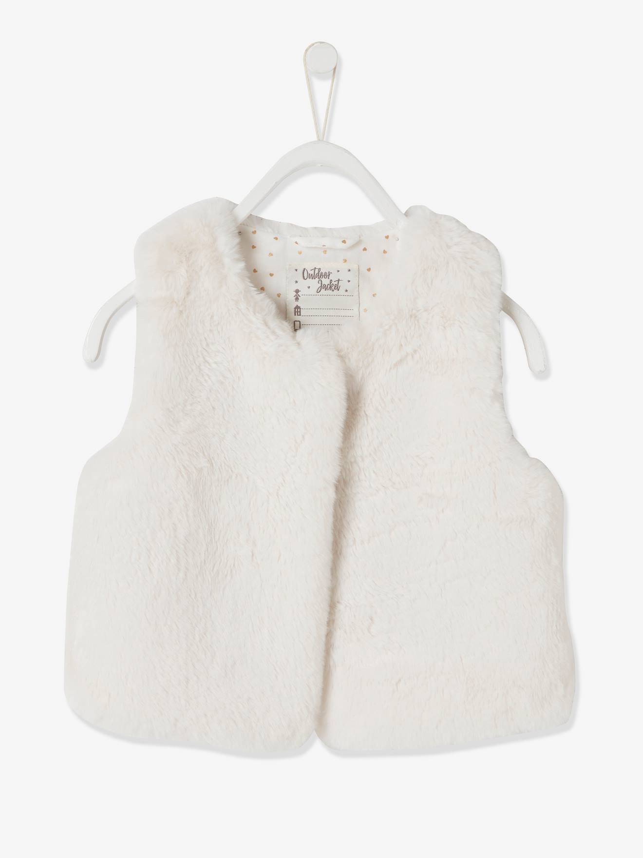 Colete de pele sintética para meninas, branco claro liso