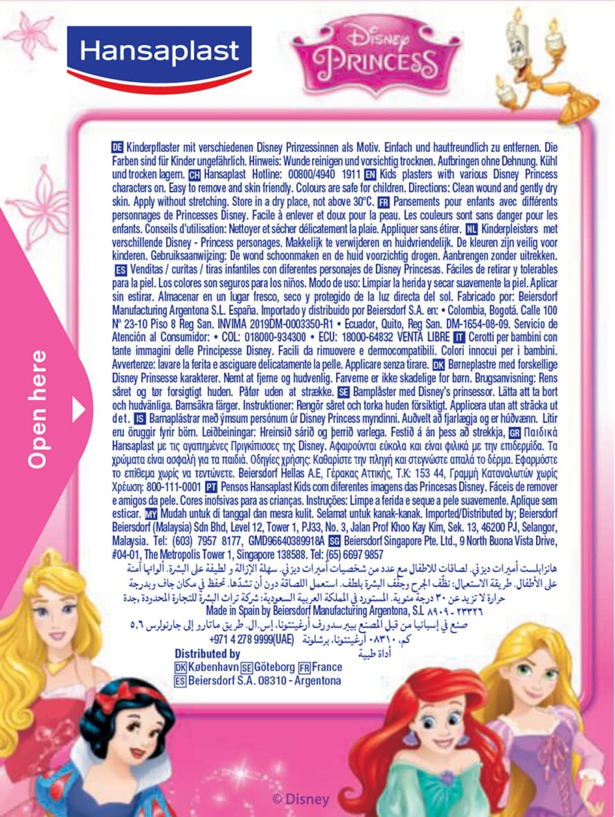 (20er Set) Disney Kinder Pflaster Strips Wundverband (48613-00000-46) Lizenziert - Princess
