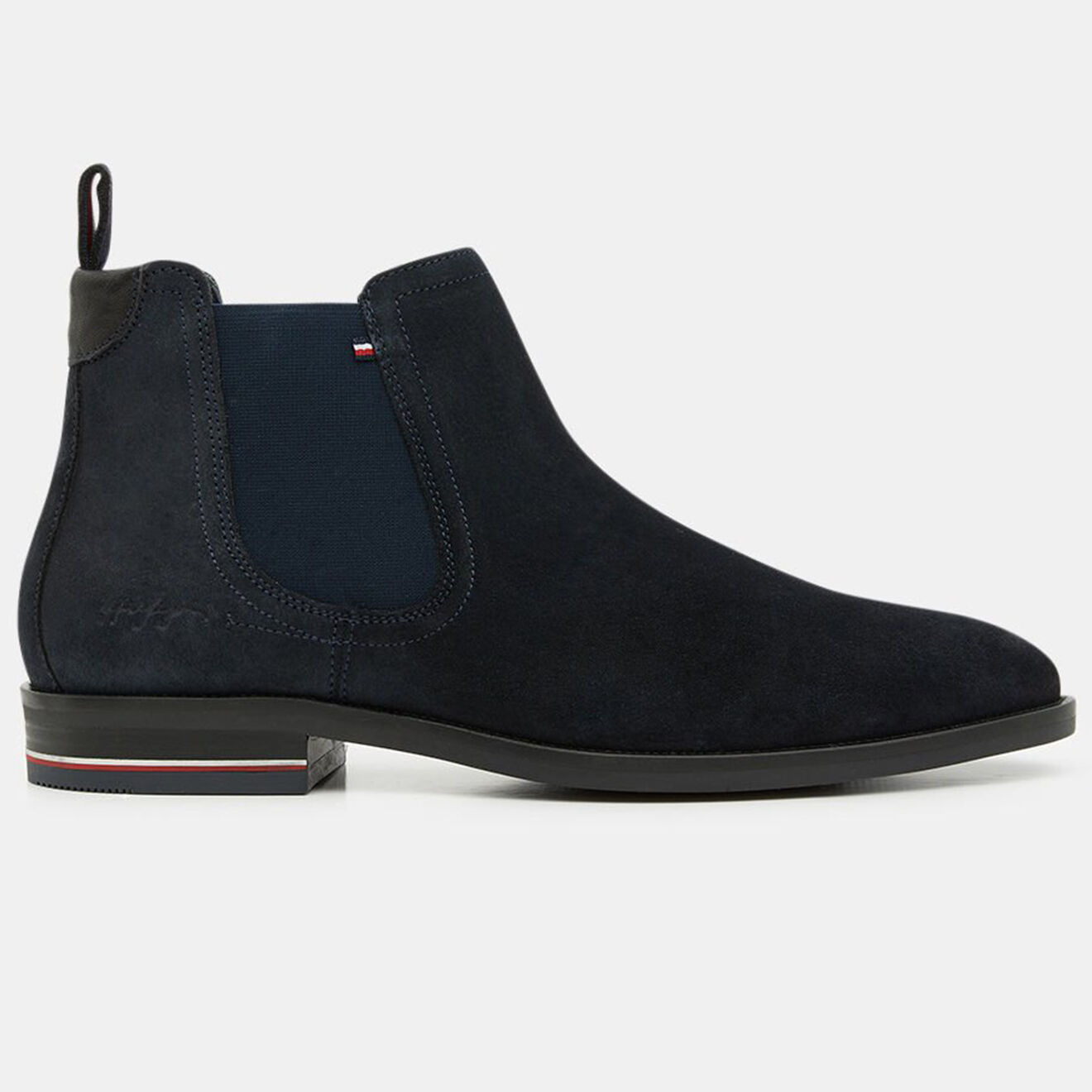 Tommy Hilfiger Chelsea boots en Velours de Cuir Signature bleu marine