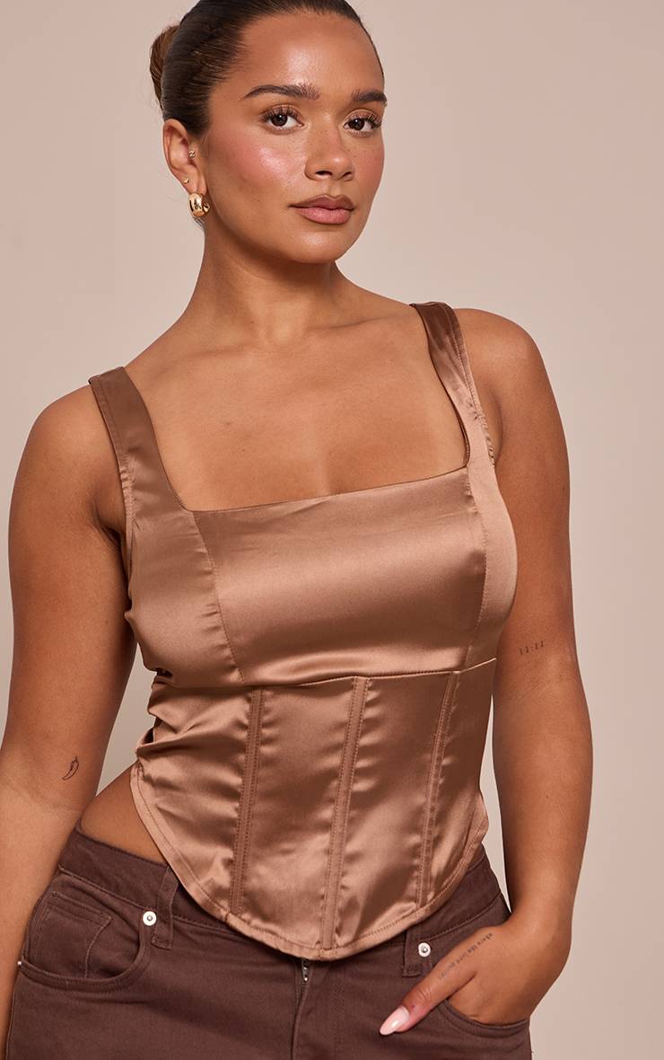 Moka Top Corset Col Carré En Satin Shape