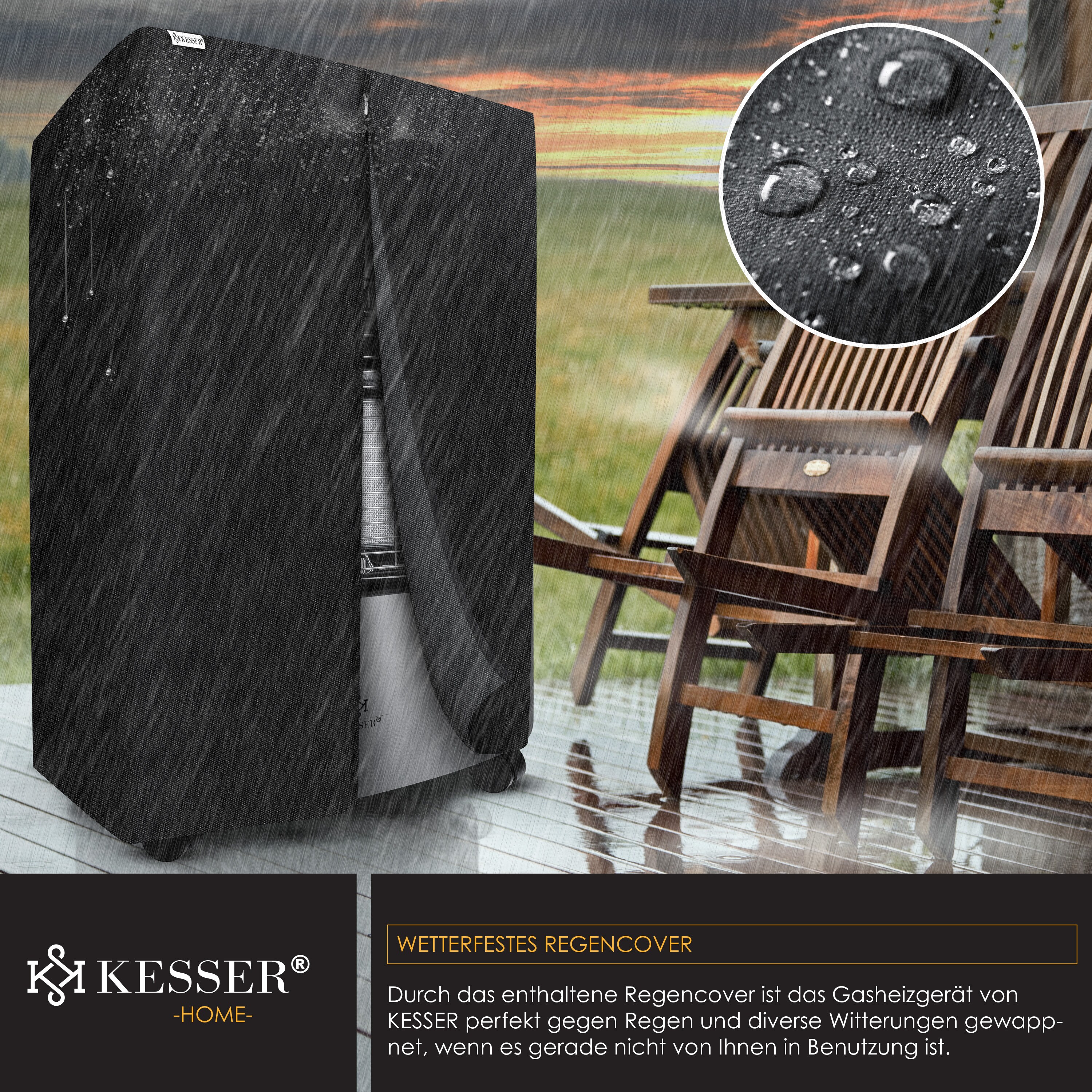 KESSER® 4200 Watt Keramik Gasheizer inkl. Gasdruckregler Gasschlauch + Schutzhülle - Gasheizofen, Heizstrahler Gasheizgerät, Infrarot Keramikbrenner, Butan- oder Propangasflaschen bis 15kg