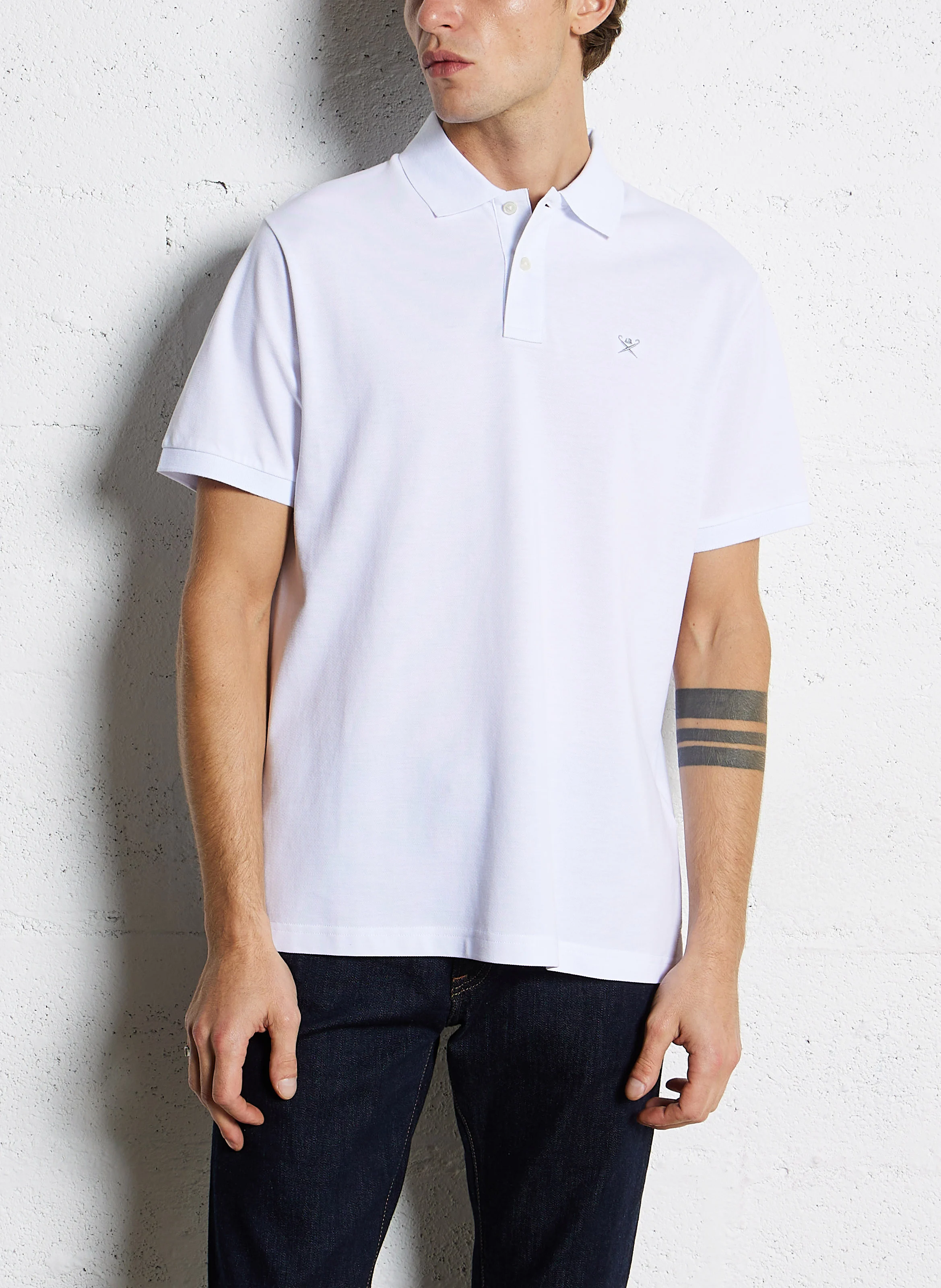 Polo slim-fit en coton piqué | Blanc