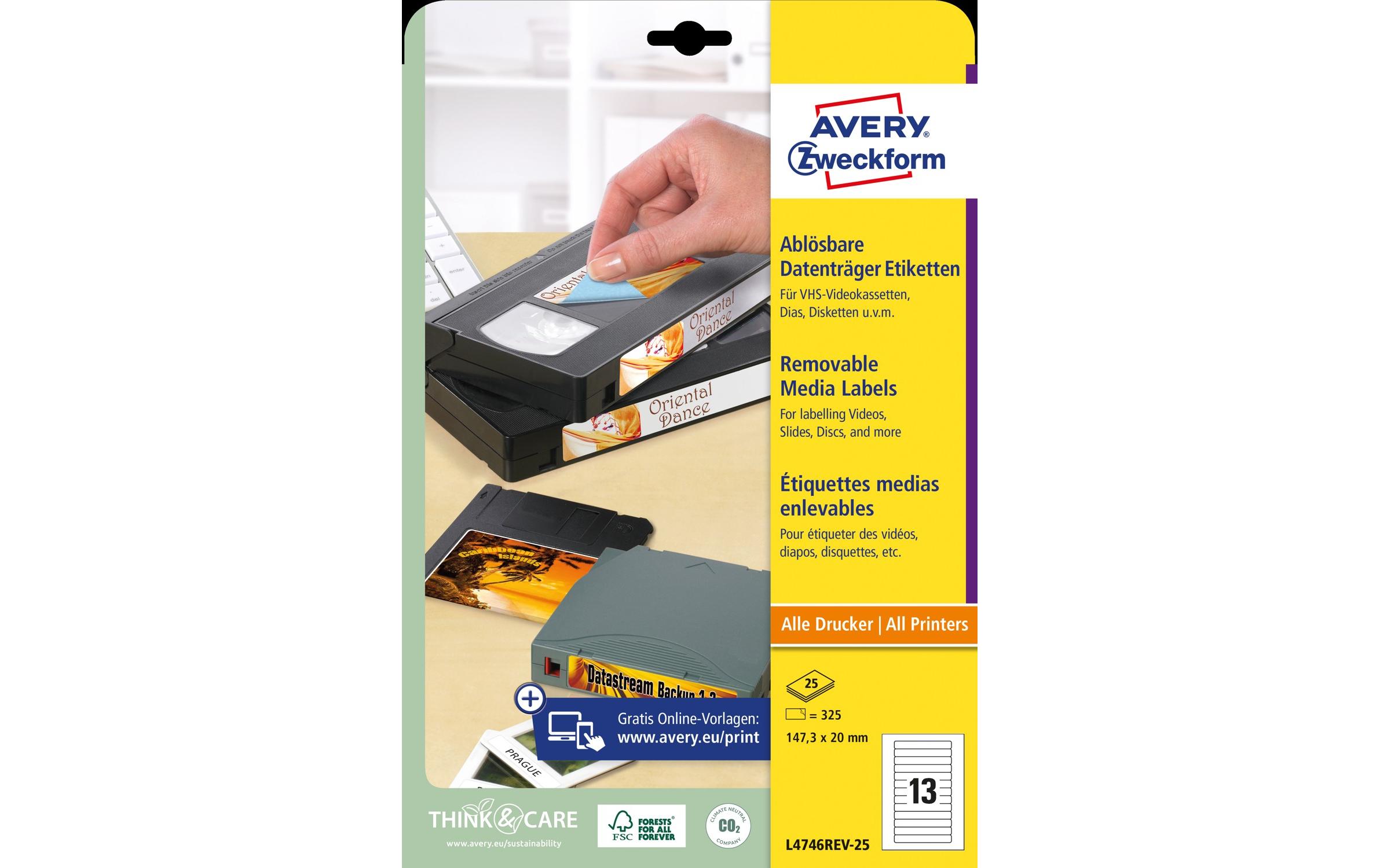 Speichermedien-Etiketten 147.3 x 20 mm, 25 BlattVideo-Etiketten
