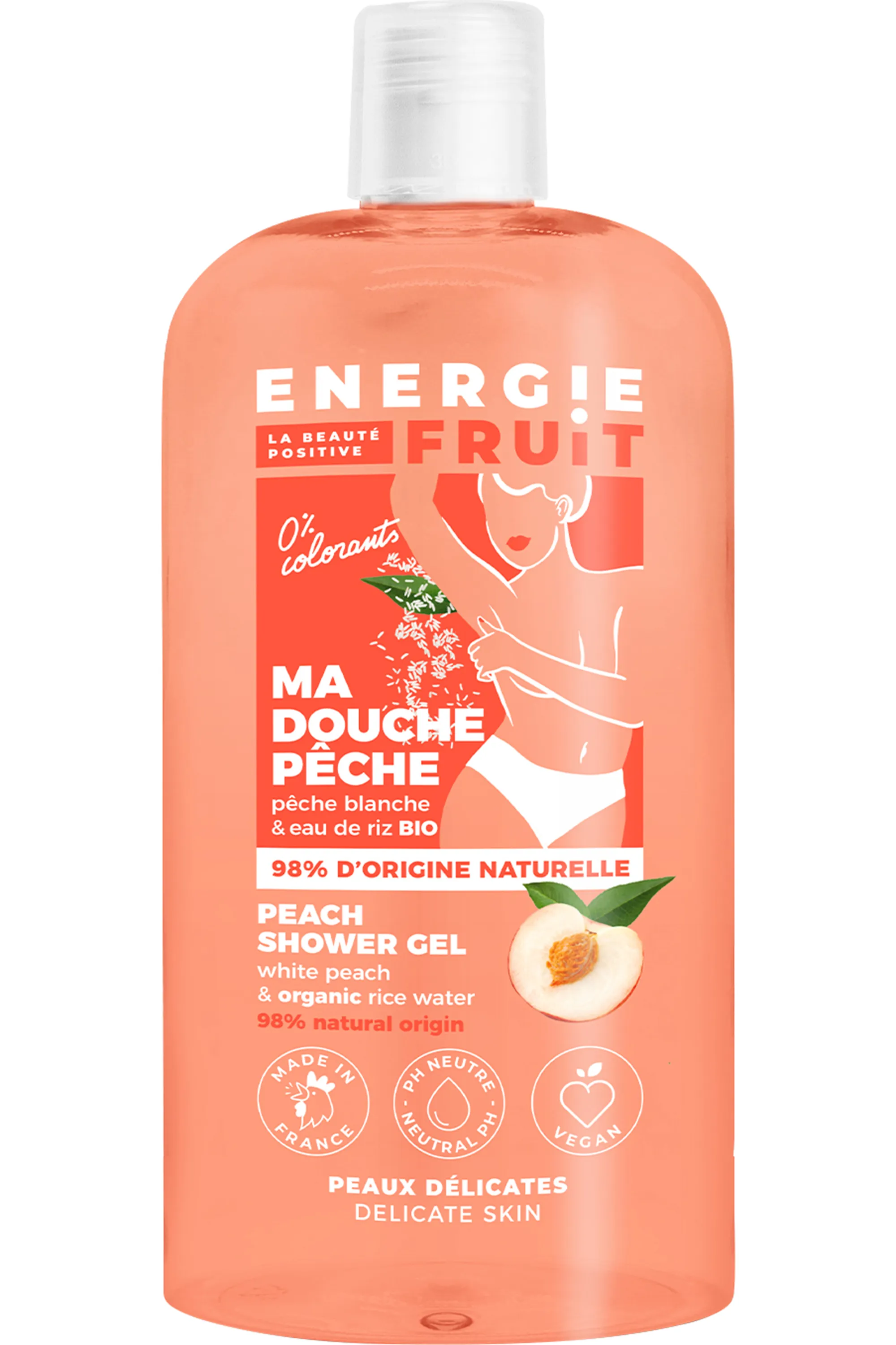 Energie Fruit Gel douche pêche blanche & eau de riz-500 ml