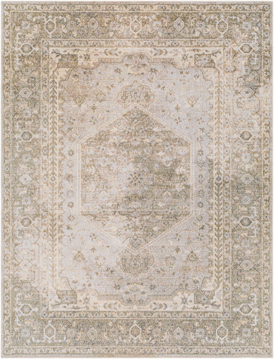 Vintage tapijt, machinewasbaar, groen/bruin, 160x213 cm, BOKA