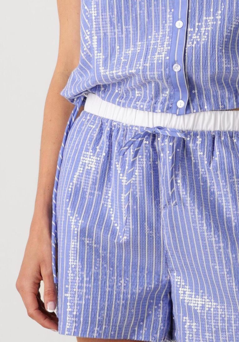 lichtblauwe dante6 korte broek bryson embellished stripe shorts