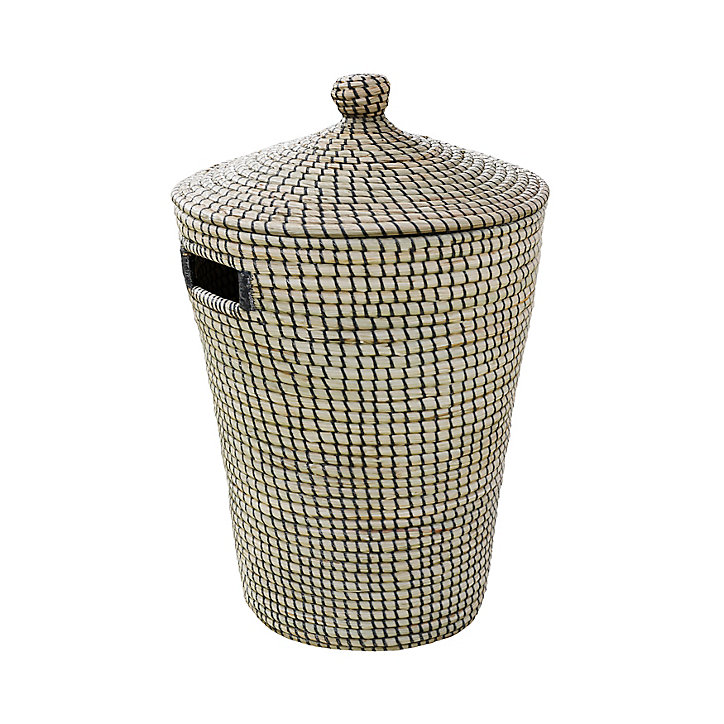 Panier à linge GoodHome Bonetta capacité 44 litres coloris jonc de mer et noir en polyester et jonc de mer l.53 x P.50 x H.65 cm