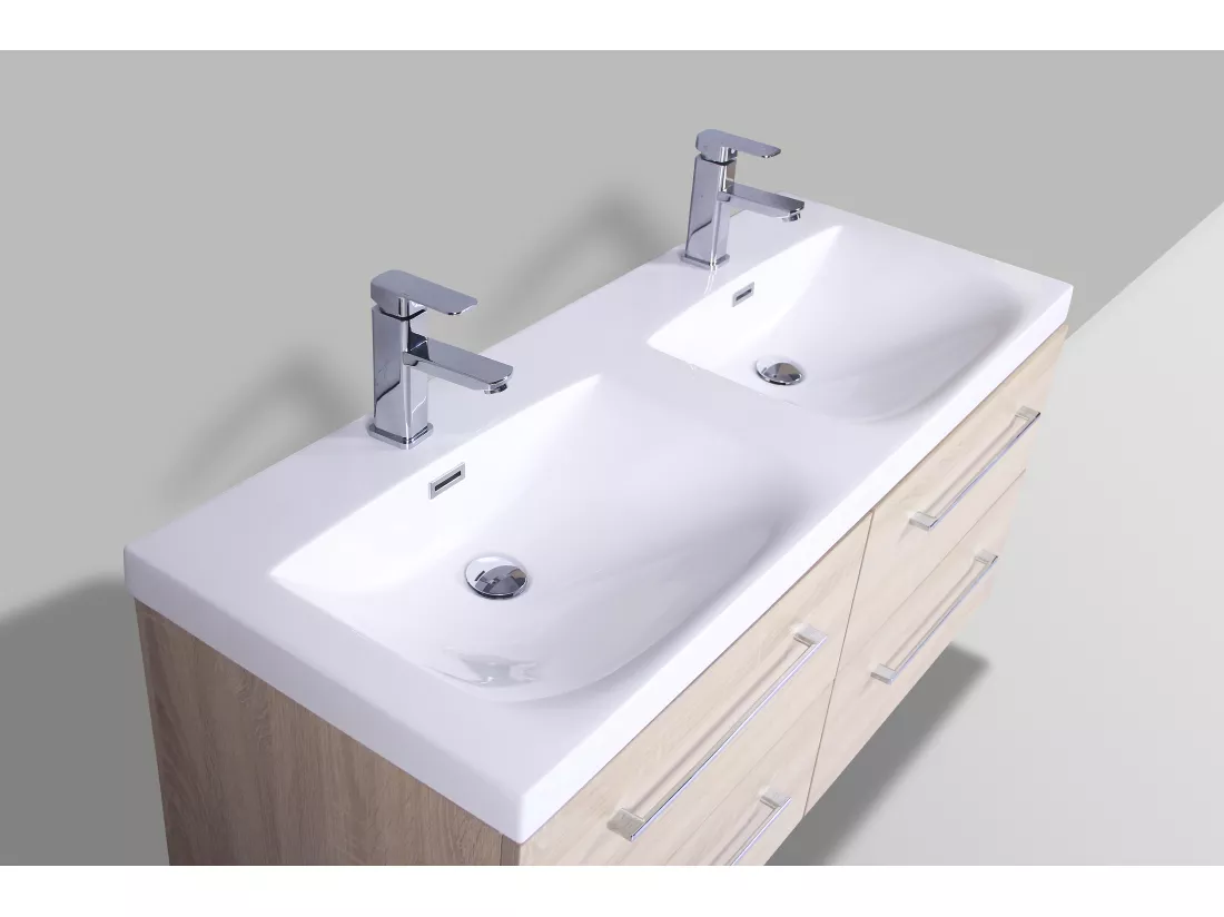 Meuble double vasque 120 cm chêne californien naturel Aquazur
