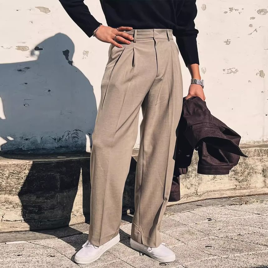 Capbrew - Hoge taille effen rechte broek