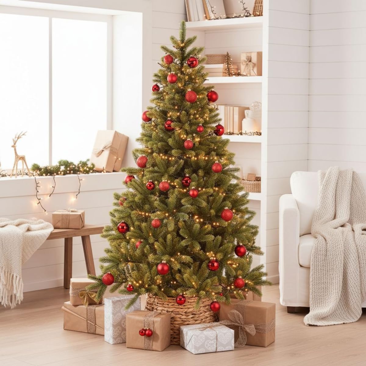 Black Box Trees Nagoya Weihnachtsbaum mit Beleuchtung - Künstlicher Tannenbaum H180 x Ø108 cm - Christmas Tree Warmweiße LED - Grün