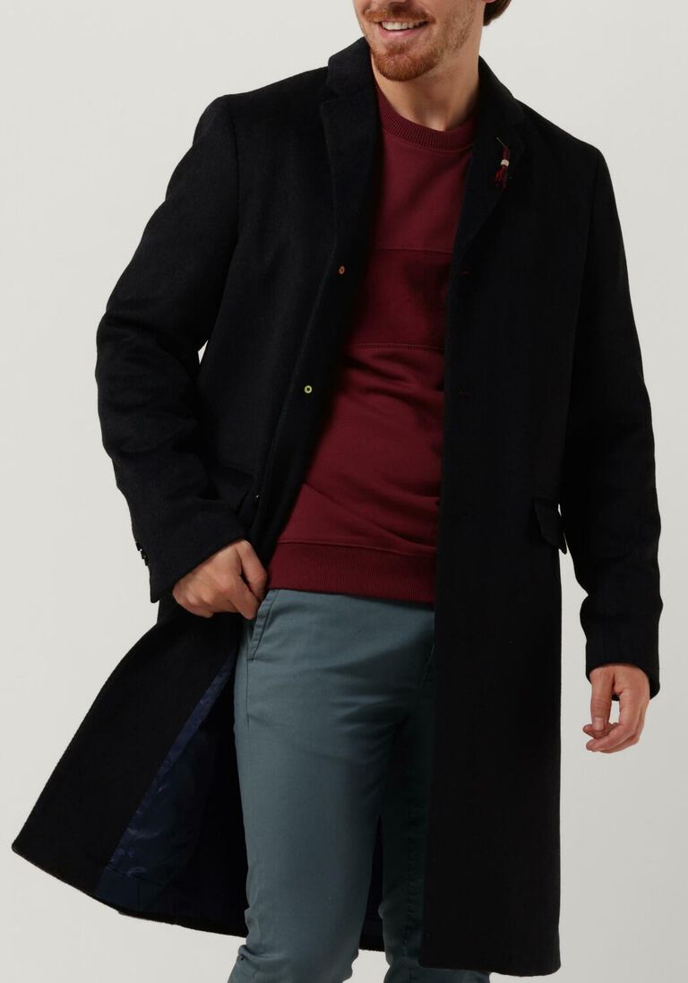 SCOTCH & SODA donkerblauwe scotch & soda mantel classic wool-blend overcoat
